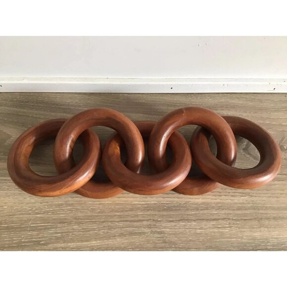 Dark Brown Linked Wooden Chain Knot, BOHO Interlocking Centrepiece Decor , NEW - Picture 1 of 6